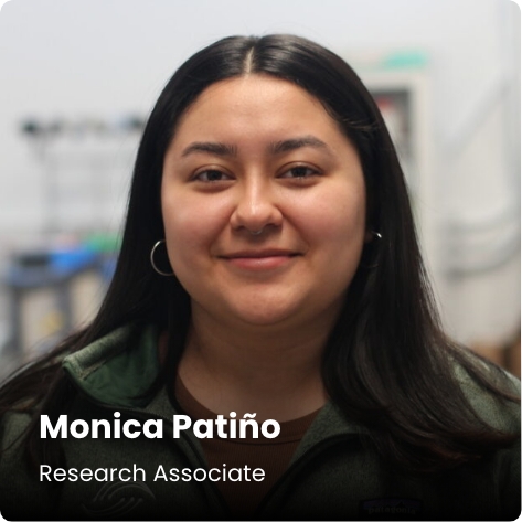 Profile image of Stemloop employee Monica Patiño with text overlaid "Monica Patiño, Research Associate".