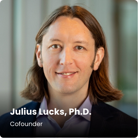 Profile image of Stemloop employee Julius Lucks with text overlaid "Julius Lucks, Ph.D, Cofounder".