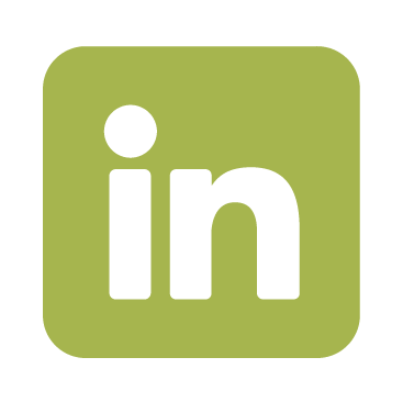 Social media icon for LinkedIn platform in Stemloop "rosalind green" color.
